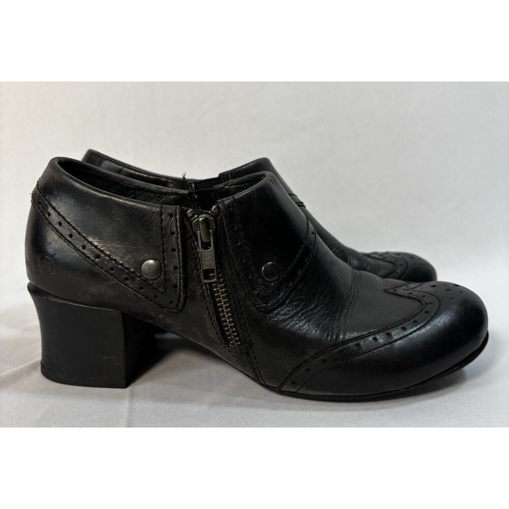 BORN Womens SIZE 9M Shoes Black Leather Platform Wedge Mules Clogs - Picture 2 of 8